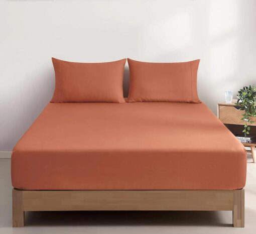 100% Vintage Washed Cotton Fitted Sheet Combo Set - 100% Natural Cotton, Ultra Soft & Breathable - Includes Fitted Sheet & Pillowcases - Machine Washa