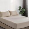 100% Vintage Washed Microfibre Fitted Sheet Set - Ultra Soft & Lightweight All-Season Fitted Sheet with 1 Pillowcase (Linen, King Single Size)