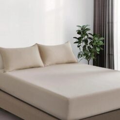 100% Vintage Washed Microfibre Fitted Sheet Set - Ultra Soft & Lightweight All-Season Fitted Sheet with 1 Pillowcase (Linen, King Single Size)