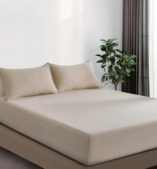 100% Vintage Washed Microfibre Fitted Sheet Set - Ultra Soft & Lightweight All-Season Fitted Sheet with 1 Pillowcase (Linen, King Single Size)