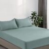 100% Vintage Washed Microfibre Fitted Sheet Set - Ultra Soft & Lightweight All-Season Fitted Sheet with 2 Pillowcases (Seafoam, Queen Size)