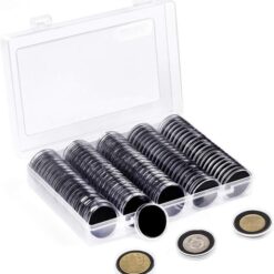 100pcs 46mm Clear Plastic Coin Holder Capsules Storage Box