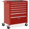 BULLET Pro 7 Drawer Tool Box Cabinet Trolley Storage, Toolbox Garage Organiser Set, Red