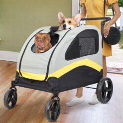 Dog Stroller w/ Divider, Foldable Pet Cart