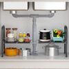 Extendable Storage Rack Under Sink Shelf Kitchen Organizer black
