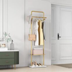 Gold Metal Coat Rack Stand Granite Base Hall Tree
