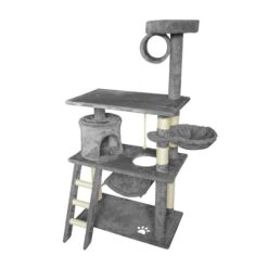 Grey Cat Tree Tower Condo Scratching Post Bed Stand 1.4M