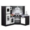 Keezi Kids Kitchen Play Set Wooden Pretend Cooking Playset w/Sounds Lights Black