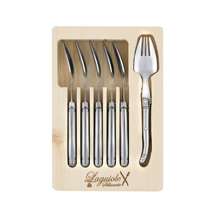 Laguiole Silhouette Spork, Set of 6, Silver Laguiole Silhouette Spork, Set of 6, Silver