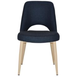 Albury Commercial Grade Gravity Fabric Dining Chair, Metal Leg, Navy / Birch