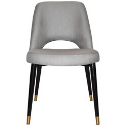 Albury Commercial Grade Gravity Fabric Dining Chair, Slim Metal Leg, Steel / Black
