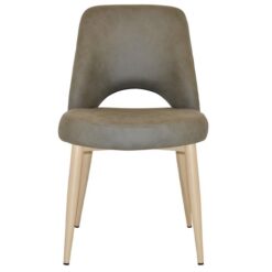 Albury Commercial Grade Pelle / Benito Fabric Dining Chair, Metal Leg, Sage / Birch