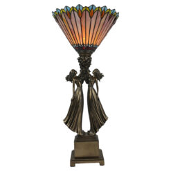 Aurea Tiffany Style Stained Glass Sisters Figurine Table Lamp