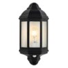 Avara IP54 Exterior Wall Light with Sensor, Black