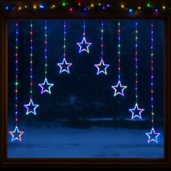 Brandy IP44 Indoor / Outdoor LED V-Shape Curtain Light with Stars, Multicolour