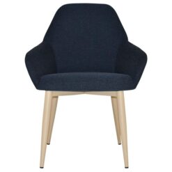 Bronte Commercial Grade Gravity Fabric Dining Armchair, Metal Leg, Navy / Birch