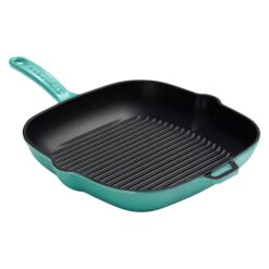 Chasseur Cast Iron Square Grill Pan, 25cm, Duck Egg Blue