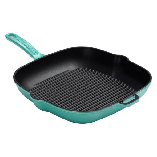 Chasseur Cast Iron Square Grill Pan, 25cm, Duck Egg Blue