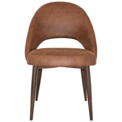 Chevron Commercial Grade Eastwood Fabric Dining Chair, Metal Leg, Tan / Light Walnut