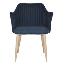 Coogee Commercial Grade Gravity Fabric Dining Armchair, Metal Leg, Navy / Birch