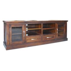 Cottage New Zealand Pine Timber 2 Door 2 Drawer TV Unit, 200cm