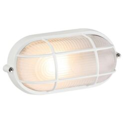 Duro IP54 Exterior Caged Bunker Light, Oval, White