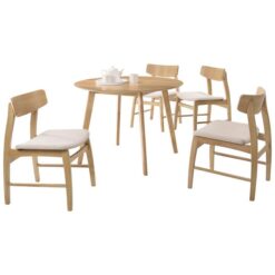 Harrogate 5 Piece Timber Round Dining Table Set, 100cm