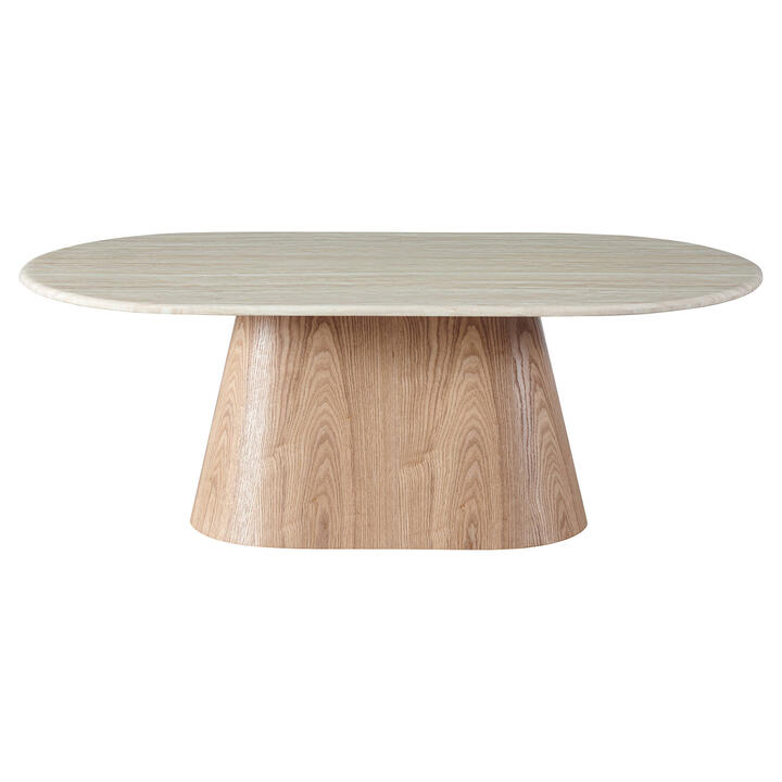 Haverin Artificial Stone & Wood Oval Coffee Table, 130cm Haverin Artificial Stone & Wood Oval Coffee Table, 130cm