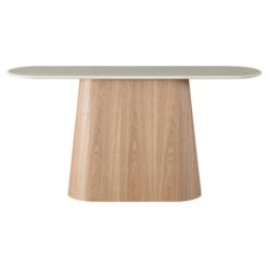 Haverin Artificial Stone & Wood Oval Console Table, 150cm