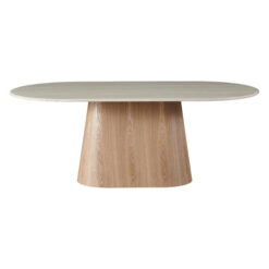 Haverin Artificial Stone & Wood Oval Dining Table, 200cm