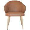 Hugo Commercial Grade Pelle Fabric Dining Chair, Metal Leg, Tan / Birch