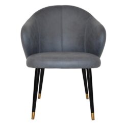 Hugo Commercial Grade Pelle Fabric Dining Chair, Slim Metal Leg, Navy / Black Brass