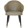 Hugo Commercial Grade Pelle Fabric Dining Chair, Slim Metal Leg, Sage / Black Brass
