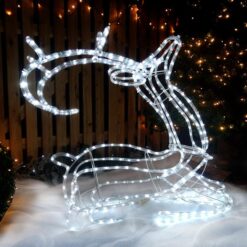 Letitia IP44 Indoor / Outdoor LED Light Up Sitting Reindeer Silhouette Figurine, White