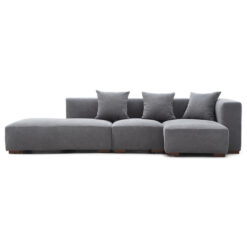 Mareno Modern Fabric Modular Corner Sofa, 3 Seater Armless with RHF Chaise, Dark Grey