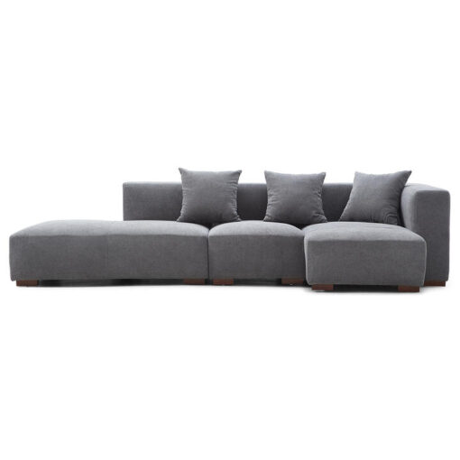Mareno Modern Fabric Modular Corner Sofa, 3 Seater Armless with RHF Chaise, Dark Grey