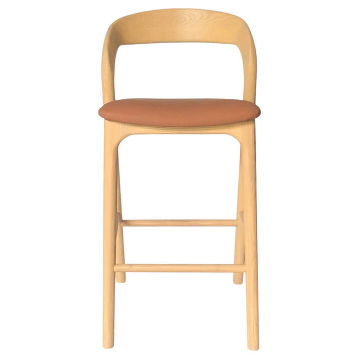 Olyndra Ashwood Timber Counter Stool, PU Seat, Natural / Tan Olyndra Ashwood Timber Counter Stool, PU Seat, Natural / Tan