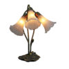 Rena Tiffany Style Stained Glass Lily Table Lamp, Triple Shade, White