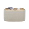 Rilson Chenille Fabric Oval Storage Ottoman Bench with Tray, Beige