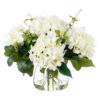 Rogue Artificial Lush Leaf Hydrangea in Glass Vase, White Flower