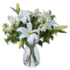 Rogue Handcrafted Artificial Casablanca Lily Garden Mix in Nara Vase