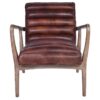 Selstar Leather & Timber Armchair, Distressed Brown