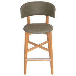 Torino Commercial Grade Ash Timber Bar Stool, Pelle Fabric Back & Seat, Sage / Natural