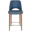 Albury Commercial Grade Gravity Fabric Counter Stool, Metal Leg, Denim / Light Oak