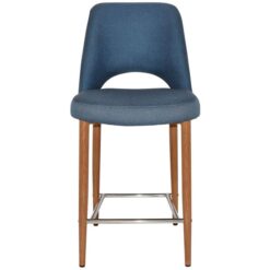 Albury Commercial Grade Gravity Fabric Counter Stool, Metal Leg, Denim / Light Oak