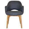 Albury Commercial Grade Pelle / Benito Fabric Dining Armchair, Timber Leg, Navy / Light Oak
