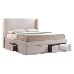 Angas Fabric Platform Bed with Side & End Drawers, King, Pearl