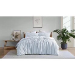 Ardor Boudoir Frankie Stripe Reversible Quilt Cover Set, King, Blue