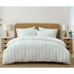 Ardor Potts Bay Ruched Stripe Quilt Cover Set, Queen
