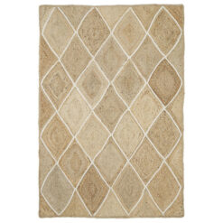 Artisan Diamond Handwoven Jute Rug, 220x150cm, Natural